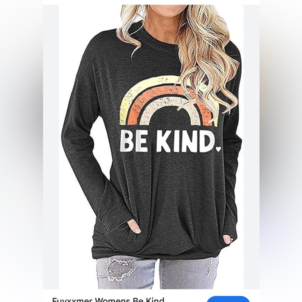 FuyxxmerBe Kind rainbow Sweatshirt with Pockets-like newSz M-L☀️Lake life!​​ - Picture 2 of 14